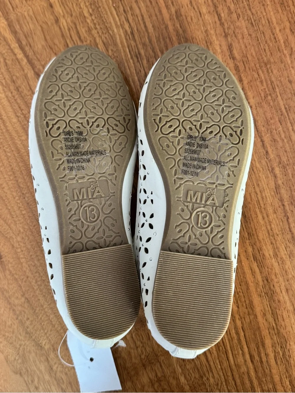 MIA White Laser-Cut T‑Strap Girls' Dress Flats